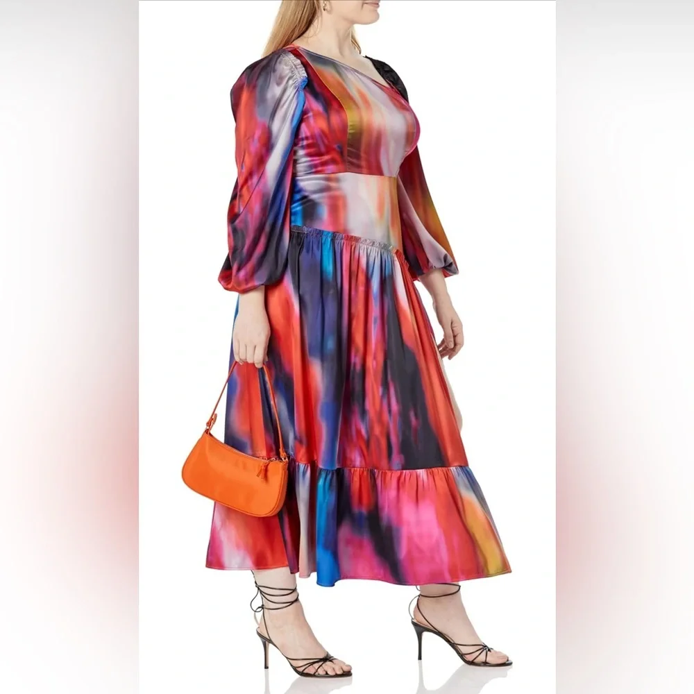 The Drop Women's Multi Print Asymmetrical Neckline Maxi Dress - Picture 3 of 13